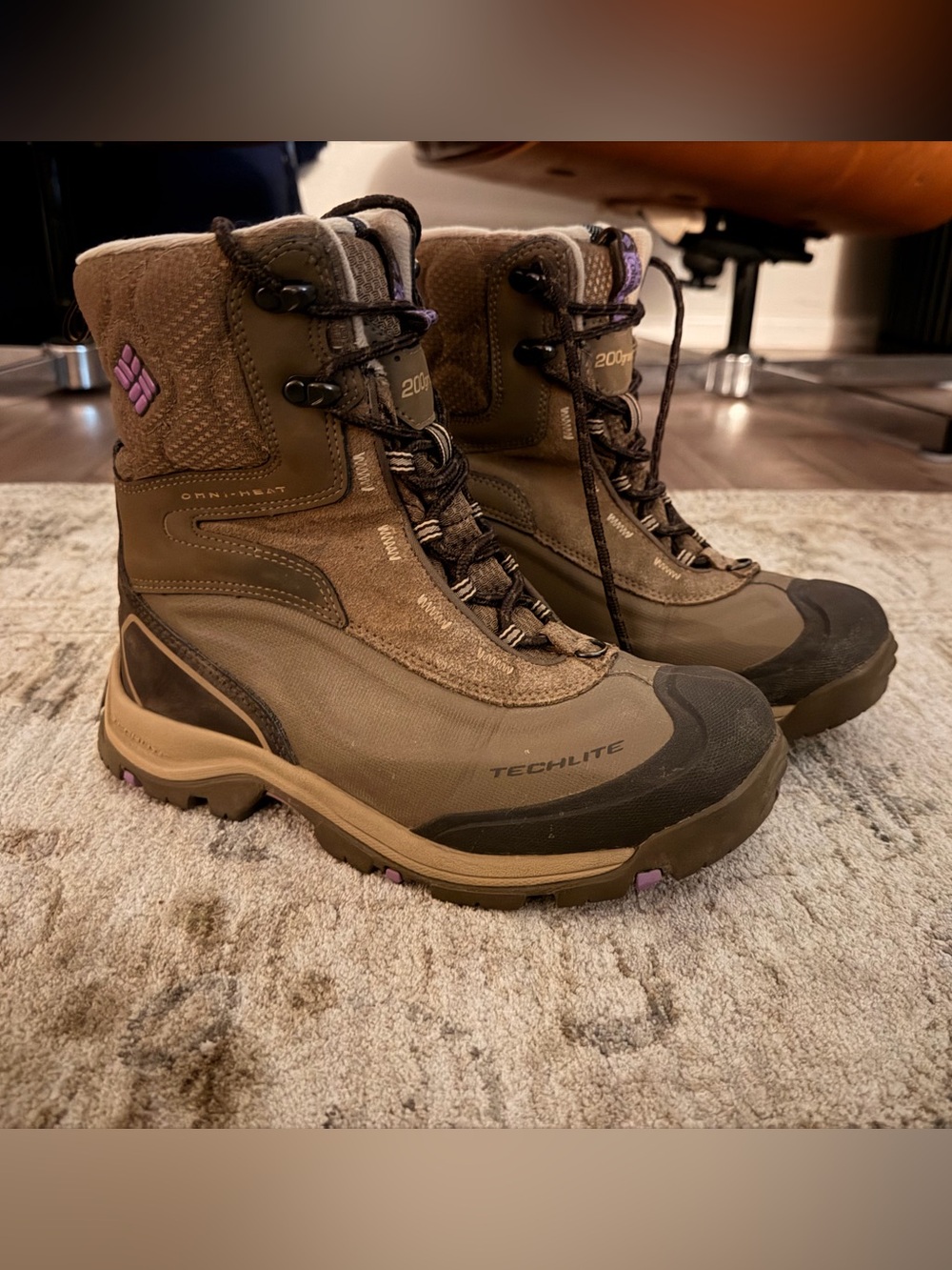 Columbia Women’s Brown and Purple Winter Techlite Waterproof Boots